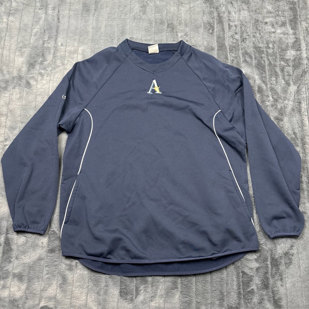 Majestic Mens Navy Blue Pullover Windshirt Crew Neck Training Jacket XL 11494